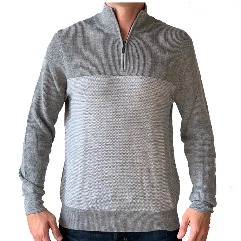 NWOT- Jeremy Argyle NYC- Sz XL- Light Grey Heather Sweater- Half Zip